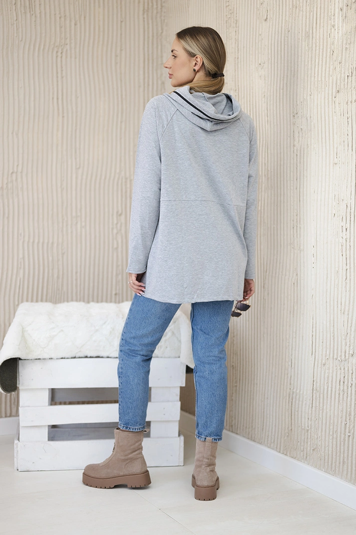 Tunika mit Kapuze und Reißverschluss Oversize grau
