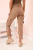 Women's high-waisted cargo pants camel