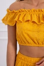 Besticktes Set mit Paillettenbluse senf