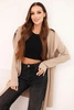 Women's cotton hooded cardigan with an elongated front beige