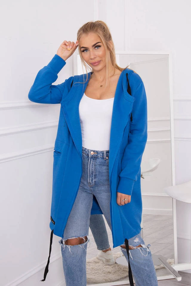 Narzutka ocieplana z kapturem chabrowa