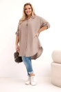 Damenbluse Plus Size aus Viskose mit längerem Rücken fango