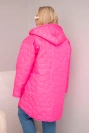 Moteriška didelių dydžių striukė su gobtuvu ir užrašu HOPE rožinė neoninė
