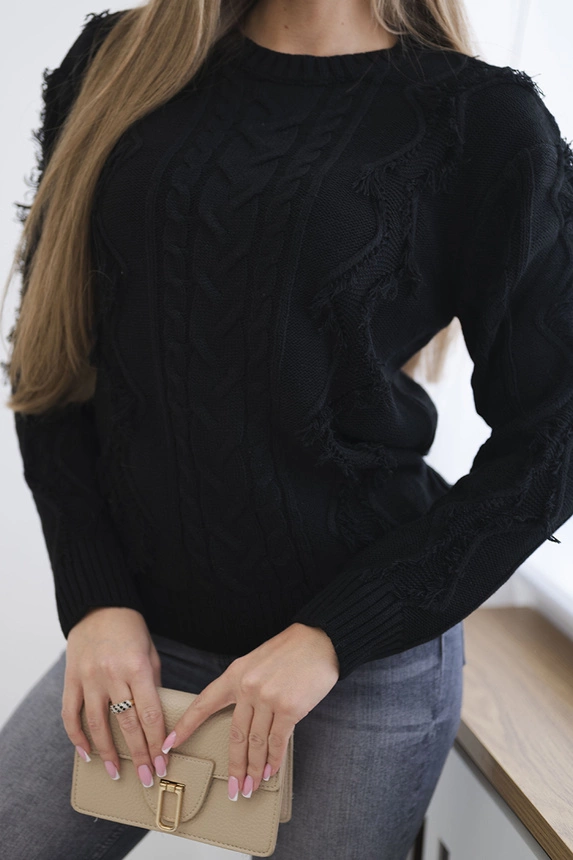 Pullover mit Flechtbindung schwarz