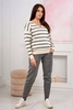 Pullover-Set Gestreiftes Sweatshirt + Hose grau