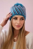 Cap with a pompom Hanna K328 turquoise