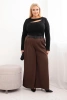 Damenhose Plus Size mit weitem Bein und Gürtel braun