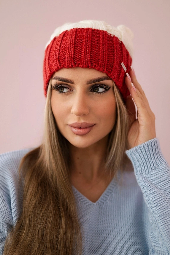 Čapica s fleece Paris K212 ecru+bordová