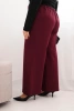 Moteriškos Plus Size kelnės su plačia klešnė ir diržu šokoladinės