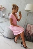 Dress cut under the bust, long sleeve, short sleeve powdered pink