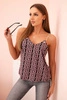 Women's sleeveless top with a chain and geometric pattern dark pink