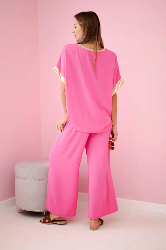 Viskose-Set mit goldener Einfassung rosa