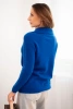 Women's sweater made of baby alpaca with a collar and V-neck cobalt blue