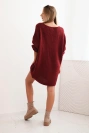 Plus Size women's wool sweater dress with V-neck burgundy