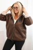 Kurtka damska Plus Size z kapturem i barankiem brązowa