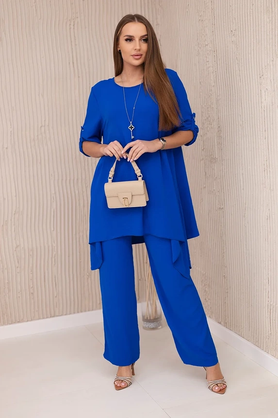 Set of blouse + pants with pendant cornflower blue