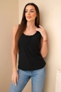 Women's ribbed cami with button black