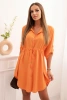 Dress with button closure and tie at the waist orange