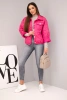 Damen Frühlingsjacke gesteppte mit Blumenmuster fuchsia