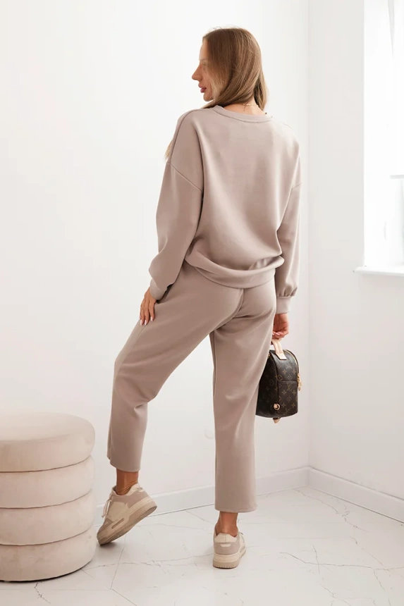 Damenensemble aus Viskose mit dekorativem Muster und Hose fango