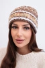 Damenwintermütze mit buntem Garn und elastischem Bündchen K352 cappuccino