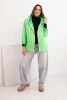 Women's spring quilted jacket with a hood and zipper neon green