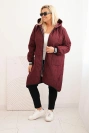 Damenjacke Plus Size gesteppte mit Kapuze und sportlichen Bündchen lila