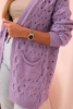 Damen Cardigan mit Taschen aus Spitze lila