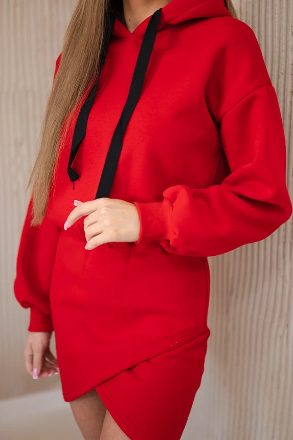 Isoliertes Kleid mit Umschlagboden rot