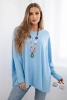 Oversize blouse with necklace blue