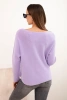 Women's sweater with viscose and V-neck light purple