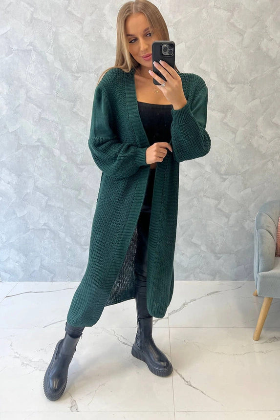 Sweater long cardigan dark green