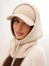 Women's set hat with a hood dark beige