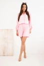 Damen-Set aus Viskose Hemd mit Knöpfen und lockere Shorts hellrosa