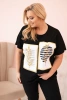 Dámská bavlněná halenka Plus Size s kamínky černá + tmavě modrá