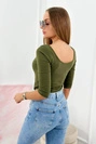 Round neckline blouse khaki
