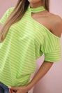 Damen Baumwollbluse mit einseitigem Träger und Choker grün