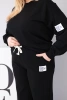 Damen Komplettset Plus Size aus Baumwolle mit lockerer Bluse und weit geschnittenen Hosen schwarz