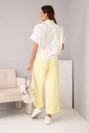 Damenanzug Viskose Bluse mit Bindung und Hose mit Gummizug gelb