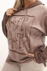 Women's Plus Size hoodie with print, pre-washed, brown