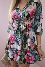 Florales Kleid mit gebundener Taille schwarz