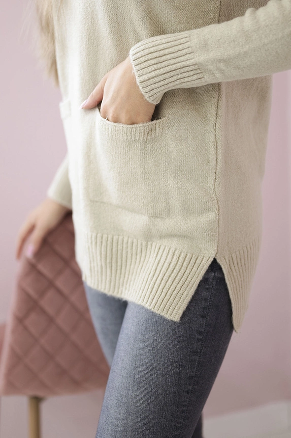 Stehpullover beige
