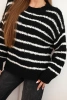 Women's striped sweater with wool in a loose fit black