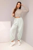 Women's wide-leg pants with a tie at the bottom dark mint