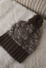 Cap with fleece Paryż K213 brown+ecru