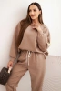 Ladies' butter set with a loose sweatshirt and pants with the inscription LOVE khaki