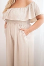 Women's Plus Size jumpsuit with ruffle and short sleeves beige