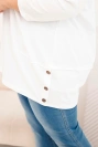 Plus Size women's blouse made of cotton with decorative buttons and rolled-up sleeves ecru