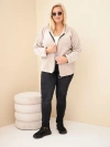 Dámska mikina Plus Size manšestrová s kapucňou a zipsom oversize béžová