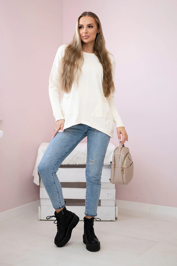 Pullover mit Vordertaschen ecru